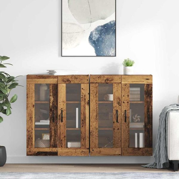 Wandschränke 2 pcs, Hängeschrank, Buffetschrank Altholz 69,5 x 34 x 90 cm Holzwerkstoff