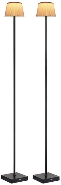2er Set LED Stehleuchte, Touchdimmer, USB, braun schwarz, H 120cm