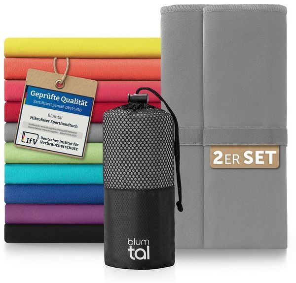 Blumtal Sporthandtuch Mikrofaser Handtuch - kompakte Mikrofaser Handtücher, Mikrofaser (inkl. Transporttasche, einzeln oder als Set verfügbar, 2-St), ultra leicht & schnelltrocknend, Reisehandtuch, Strandhandtuch Bild 5