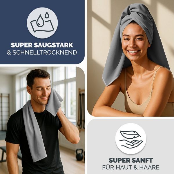 Blumtal Sporthandtuch Mikrofaser Handtuch - kompakte Mikrofaser Handtücher, Mikrofaser (inkl. Transporttasche, einzeln oder als Set verfügbar, 2-St), ultra leicht & schnelltrocknend, Reisehandtuch, Strandhandtuch Bild 3
