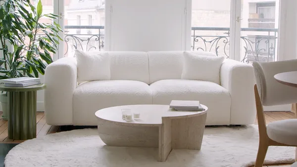 Vente-unique - POGNI Sofa Stoff Weiß - B 97 cm x H 73 cm x L 205 cm