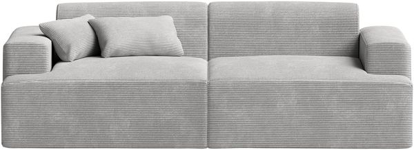skølm 'Freki' Cloud Sofa 2 Sitzer, Vollschaumcouch mit Federkern und Vakuum-Kompression, kein Aufbau erforderlich, mit 2 Kissen, Cord grau
