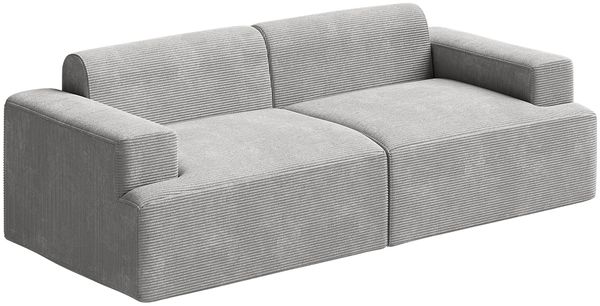 skølm 'Freki' Cloud Sofa 2 Sitzer, Vollschaumcouch mit Federkern und Vakuum-Kompression, kein Aufbau erforderlich, mit 2 Kissen, Cord grau Bild 10