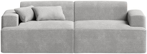 skølm 'Freki' Cloud Sofa 2 Sitzer, Vollschaumcouch mit Federkern und Vakuum-Kompression, kein Aufbau erforderlich, mit 2 Kissen, Cord grau Bild 9
