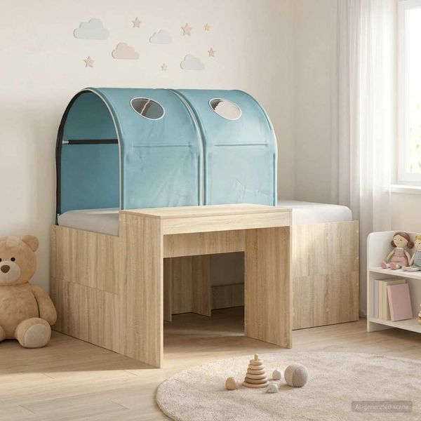 vidaXL Bett mit Tunnel 3 Stk. Artisian Eiche und Hellblau 3423516