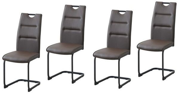 HTI-Living Freischwinger Schwingstuhl DannyP PU Braun (Set, 4 St), Freischwinger Esszimmerstuhl Kunstleder