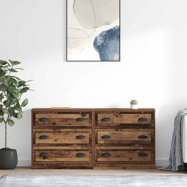 vidaXL Sideboards 2 pcs Altholz 70 x 35,5 x 67,5 cm Holzwerkstoff 3402653