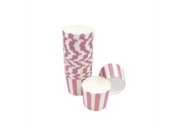 Frau WUNDERVoll Muffinform Muffin Backformen, groß Durchmesser 6,1 cm, rosa- weiße Streifen, (25-tlg)