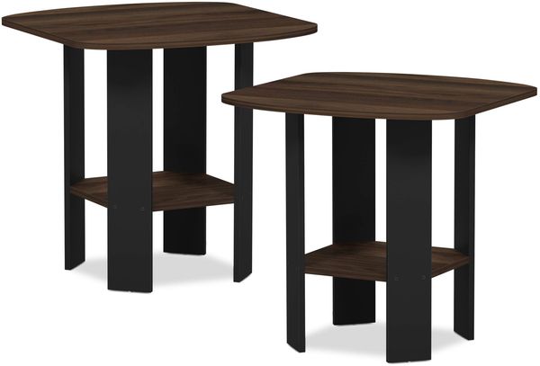 Furinno Simple Design Beistelltisch, holz, Columbia Walnut/Schwarz, 50. 8x50. 8x49. 78 cm