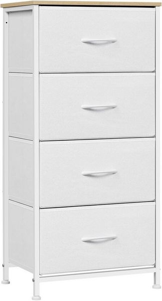 Woltu Kommode (1 St), schmal, mit 4 Schubladen aus Stoff, Sideboard