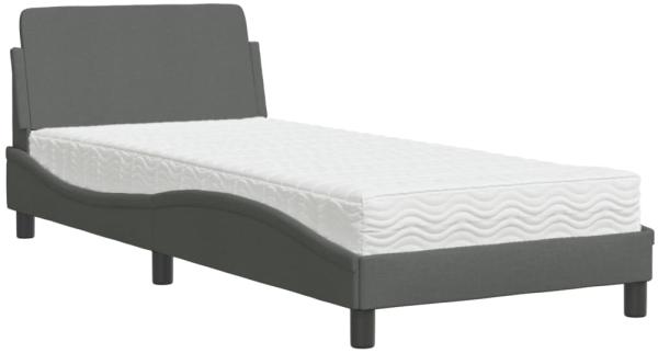 vidaXL Bett mit Matratze "Dover" Dunkelgrau 90x200 cm Stoff 3208325