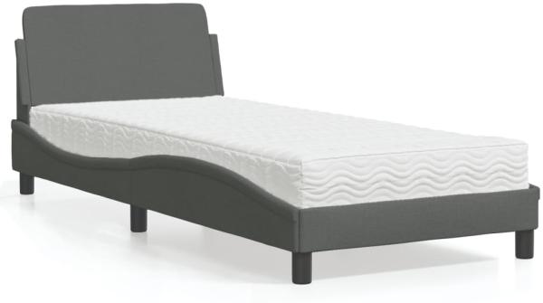 vidaXL Bett mit Matratze Dunkelgrau 90x200 cm Stoff 3208325