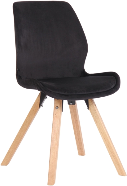CLP Esszimmerstuhl Luna Modernes Design, Gestell natura, gepolsterter Sitz,schwarz Samt
