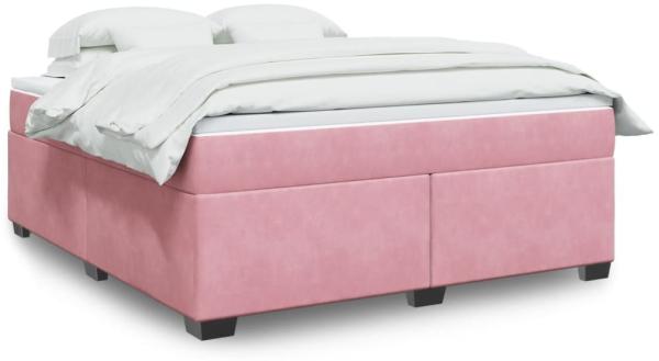 vidaXL Boxspringbett mit Matratze Rosa 180x200 cm Samt 3285304