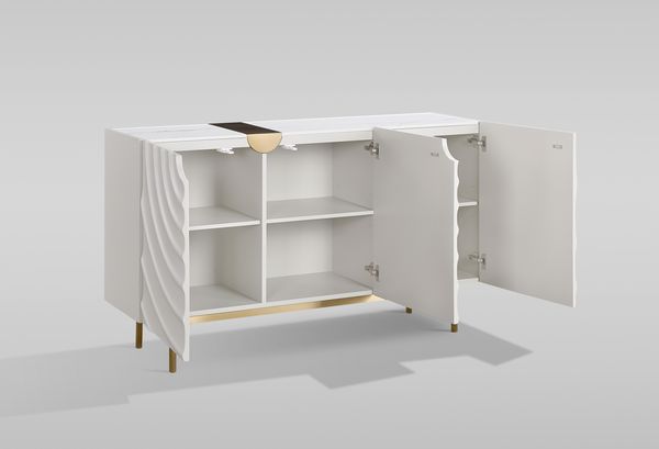 Livin Hill Stilig ST321 Kommode, MDF, Kunstmarmor, Edelstahl, 86 x 40 x 150 cm Bild 2