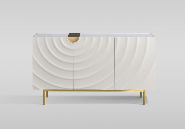 Livin Hill Stilig ST321 Kommode, MDF, Kunstmarmor, Edelstahl, 86 x 40 x 150 cm