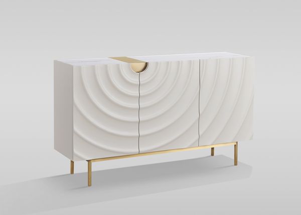 Livin Hill Stilig ST321 Kommode, MDF, Kunstmarmor, Edelstahl, 86 x 40 x 150 cm Bild 3