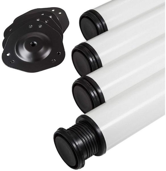 SO-TECH® Tischbein Ø 60 mm, belastbar bis 75 kg pro Stück, höhenverstellbar, Höhe 71 cm, Stahl, weiß, 4x