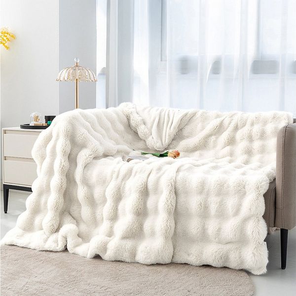 Wohndecke Bubble Decke Kuscheldecke Flauschig Warme Sofadecke Couchdecke, CALIYO, Für Den Winter, Kunstfelldecke,Weiche Wohn- & Kuscheldecken