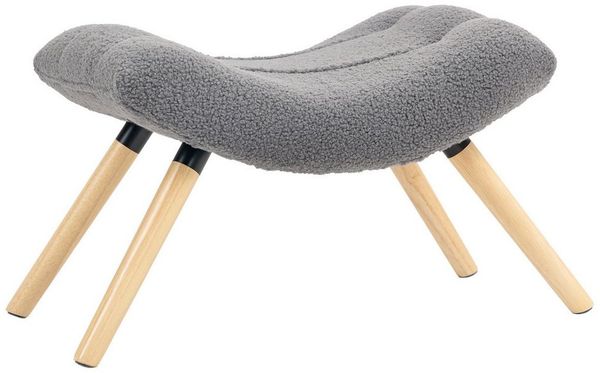 HOMCOM Fußhocker mit Berberfleece-Stoff, bis 120 kg belastbar (Sitzhocker, 1 St, Polsterhocker), für Wohnzimmer, Schlafzimmer, 67 x 45 x 38 cm, Dunkelgrau