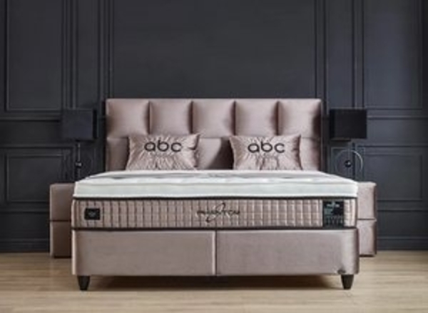 abc bedding Boxspringbett PHANTOM Voll-orthopädisches Komfortbett mit Samt in Beige (inkl. Matratze & Topper), Funktionsbett mit Bettkasten, inkl. 2x Nachttischen Bild 6