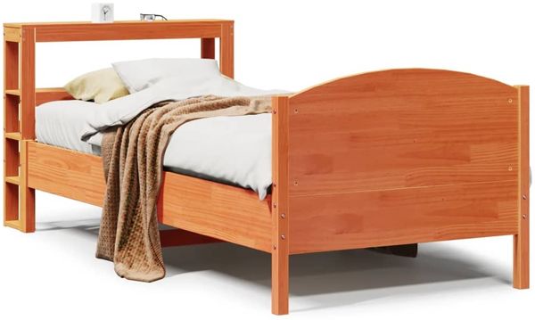 vidaXL Massivholzbett ohne Matratze Wachsbraun 75x190 cm Kiefernholz 3306251 Bild 2