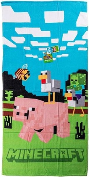 Minecraft Badetücher Minecraft Badetuch 70x140cm – Piggy Ride Strandtuch, 100% Baumwolle (1-St)