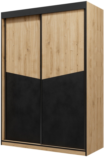 Kleiderschrank Alnino 02 (Farbe: Ewige Eiche + Schwarz)