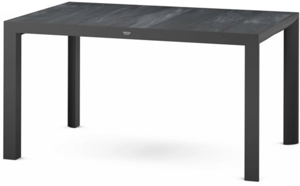 Silva Dining Tisch 140x90 matt anthrazit Gestell Aluminium, Keramik wood grey