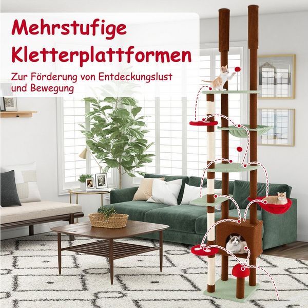 COSTWAY Kratzbaum, Katzenbaum deckenhoch, 207-237/247-277 cm hoch