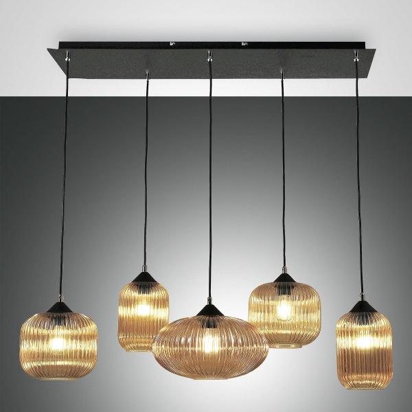 FABAS LUCE No. 3627-48-125 Pendelleuchte Gillis 5-flammig Amber E27