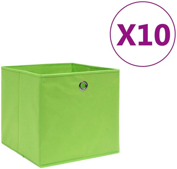 vidaXL Aufbewahrungsboxen 10 Stk. Vliesstoff 28x28x28 cm Grün 325229