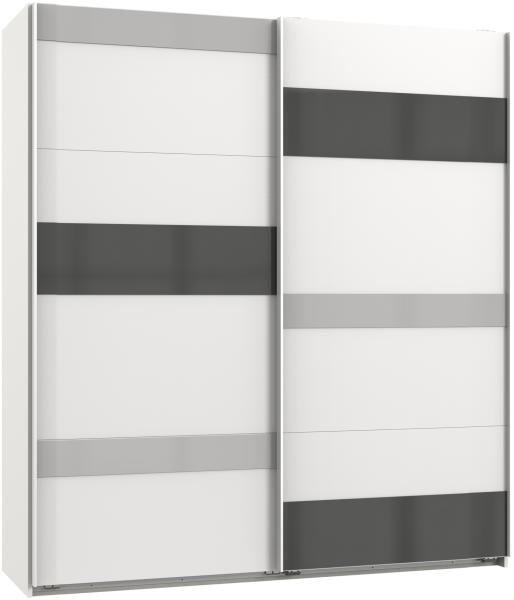 Schwebetürenschrank >MONACO< (BxH: 180x210 cm) WEISS/GRAU