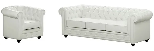 Vente-unique - CHESTERFIELD Sofa and armchair set Kunstleder Weiß - B 78 cm88 cm x H 72 cm x L 82 cm205 cm