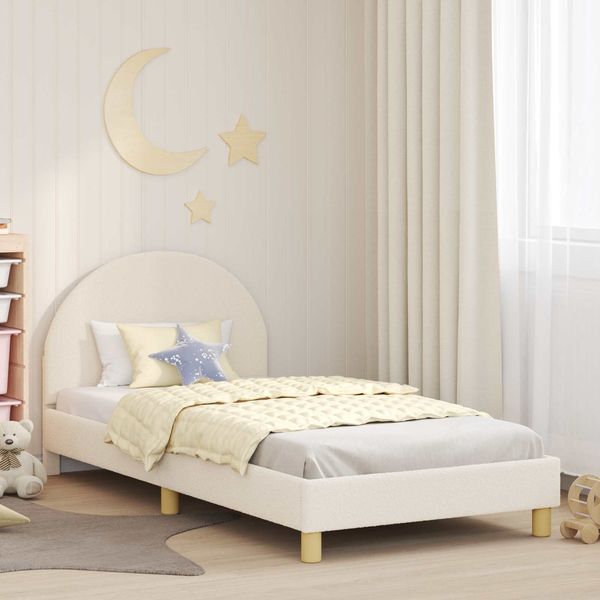 vidaXL Kinderbettgestell mit Kopfteil Creme 80 x 200 cm Schafstoff 42011030