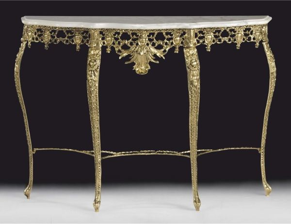 Casa Padrino Luxus Barock Konsole mit Marmorplatte Gold / Weiß 110 x H. 83 cm - Barock Möbel