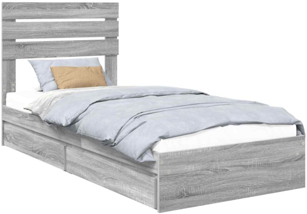 vidaXL Aufbewahrungsbett Graues Sonoma 75 x 190 cm Holzwerkstoff 3411608