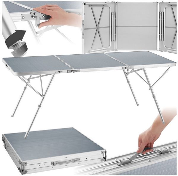 tectake Campingtisch Aluminium Campingtisch (1-St, 1 tlg), XXL-Campingtisch mit Klappfunktion aus wetterfestem Aluminium