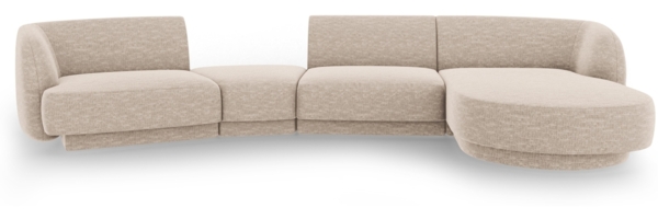 Micadoni Modulares Sofa Miley mit Recamiere 4-Sitzer Rechts Chenille Eden Beige