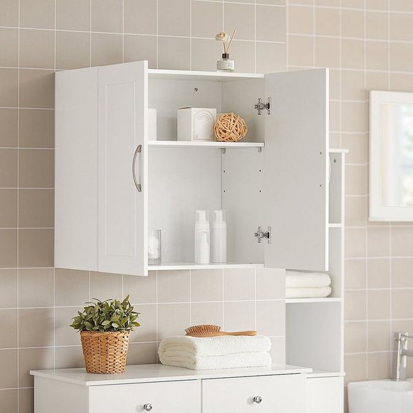 SoBuy Hängeschrank FRG231, Wandschrank Badezimmerschrank Küchenschrank Badschrank mit 2/3 Türen, mit verstellbaren Ablagen, 30 x 60 x 60/90cm