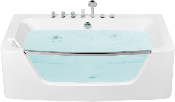 Whirlpool Badewanne weiß rechteckig 170 x 85 cm BARRANCA