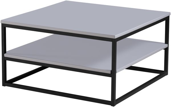 Couchtisch >Tilda 2< in grau, schwarz, MDF, Metall - 75x40x75cm (BxHxT)