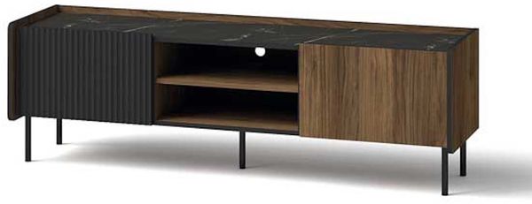 Lowboard TV-Unterschrank Pereto 150x40x47cm Warmia Nussbaum schwarz matt 2-türig