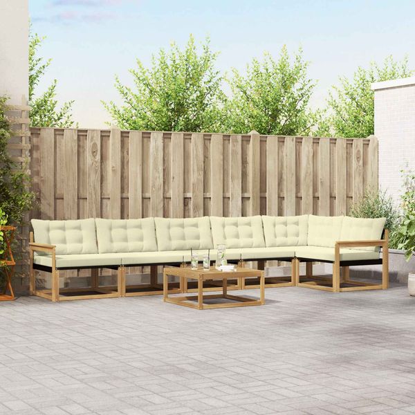 vidaXL Outdoor-Sofagarnitur 7 pcs Weiß und Creme 79 x 79 x 37 cm 3388748