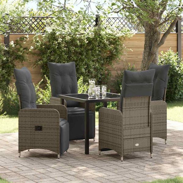 vidaXL Garten Essgruppe mit Kissen 5 pcs Beige Poly-Rattan 3379682