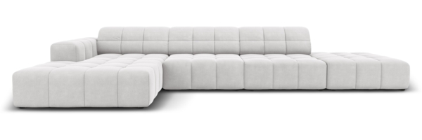 Micadoni Ecksofa Jennifer 5-Sitzer Links Samt Silber