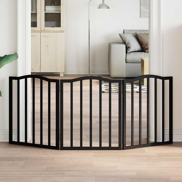 vidaXL 3-tlg. Hundetor Faltbar Schwarz 150 cm Pappelholz 352220
