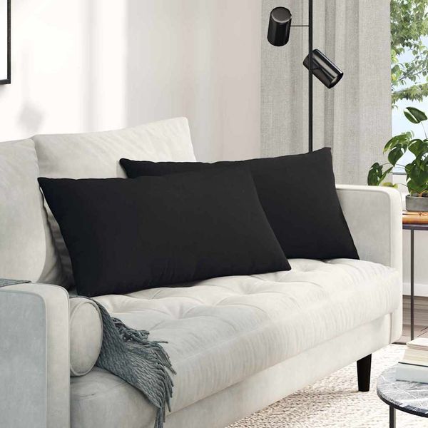 vidaXL Sofakissen 2 Stück Schwarz 80 x 40 cm Stoff 42013728