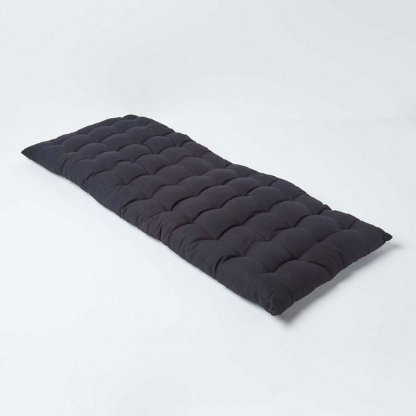 Homescapes Stuhlkissen 2er Bankauflage schwarz 100% Baumwolle