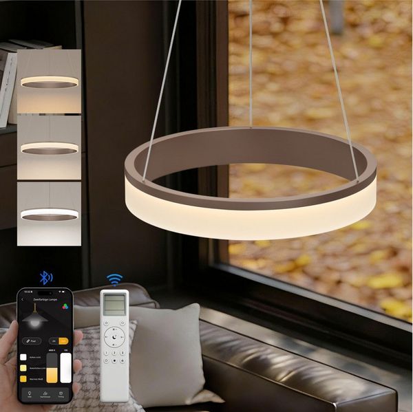 doporro Pendelleuchte Pendellampe Esszimmerlampe Dimmbar mit App & Fernbedienung Luvina02, einstellbarer Farbtemperatur von 3000–6000K, LED-Pendellampe